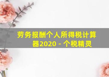 劳务报酬个人所得税计算器2020 - 个税精灵